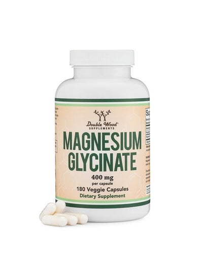 اشتري Magnesium Glycinate 400mg, 180 Capsules (Vegan Safe, Manufactured and Third Party Tested in The USA, Gluten Free, Non-GMO) High Absorption Magnesium by Double Wood Supplements في الامارات