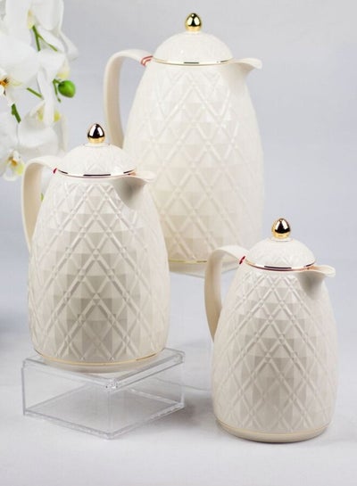 Buy Tea pearl white flask consisting of three pieces (1.5 liters + 1 liter + 0.6 liter) in Saudi Arabia