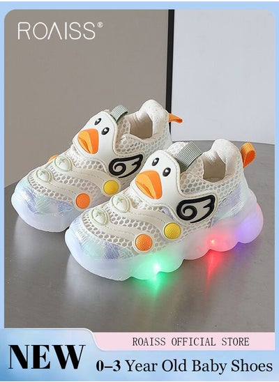 اشتري Girls Boys LED Light Up Sneakers Hook Loop Cartoon Shoes Non-Slip Cute Shoes for Toddler/Little Kid/Big Kid Lightweight Girls Slip-On Sneakers Walking Shoes في السعودية