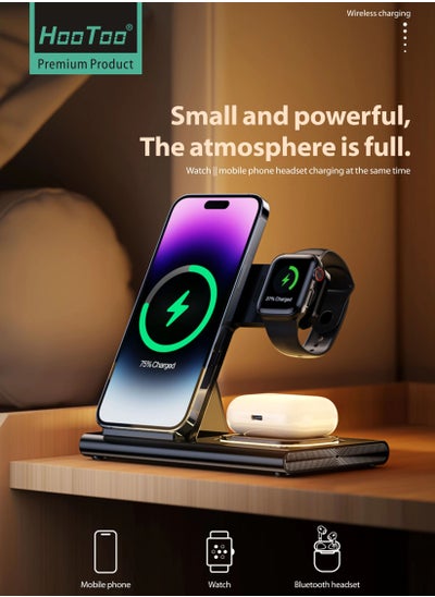 Buy Hootoo15W Wireless fast Charger with MagSafeand intelligent recognition device, faster speed, higher conversion rate (Magnetically Charges iPhone 14, iPhone 13 and iPhone 12 Models up to 15W) black in Saudi Arabia