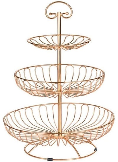 Buy 3 Tier Metal Countertop Fruit Basket Fruit Racks Bread Stand, Cupcake stand, Tiered Fruit Bowl, Round Kitchen Produce Countertop Display for Fruit Cake Snack in UAE