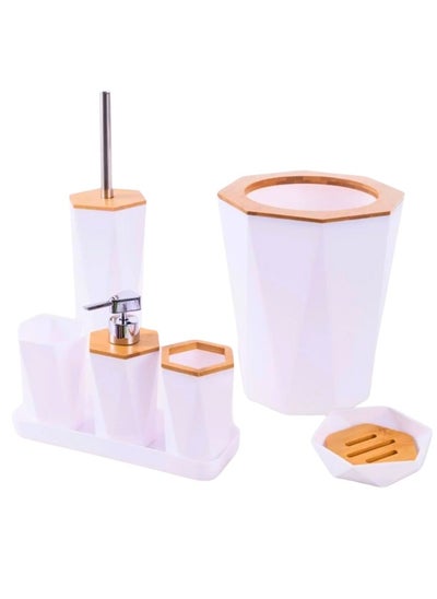 Buy 7-Piece Bathroom Accessories Set-White in Egypt