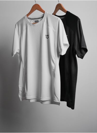 Buy Men's Classic Cut & Sew 2 Piece Combo Set T-shirt White & Black in UAE