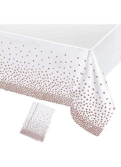 Buy Plastic Tablecloths, 2 Pack Gold Polka Dot Confetti Disposable Party Tablecloths for Rectangle Tables, Waterproof Rectangle Tablecloths for Party, Graduation, Wedding, Birthday in UAE