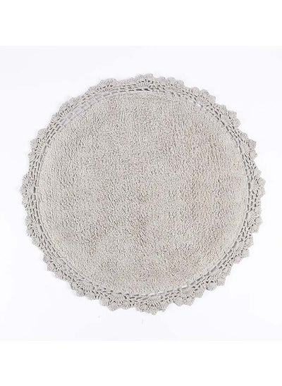 اشتري Round Crochet Tufted Bathmat, Silver - 2100 GSM, 60x60 cm في الامارات