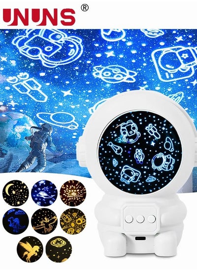 اشتري Night Light Projector for Kids, Astronaut LED Light for Kids with 8 Projection Films, 360 Degree Rotating - 4 Color Changing Kids Night Light في الامارات