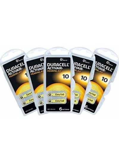 Buy 30-Pieces Duracell Activair Size 10 Hearing Aid 1.45V Zinc Air 0% Mercury Batteries in UAE