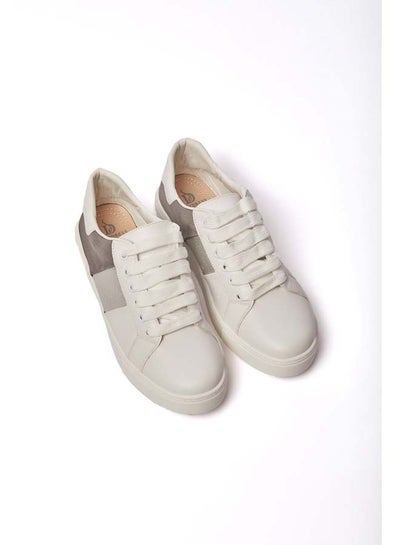 Buy Fancy Faux Leather Lace-Up Sneakers in Egypt