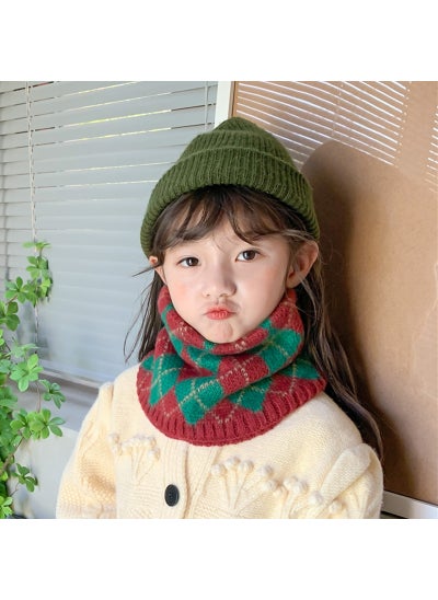 Buy Kids Winter Knit Scarf Plaid Warm Neck GaiterBritish red and green British red and green in Saudi Arabia