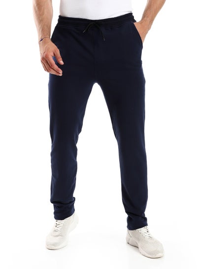 Buy Soft Elastic Waist with Drawstring Sportive Pants - Navy Blue in Egypt