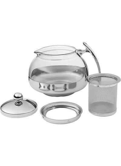 اشتري Glass Tea Pot With Stainless Steel Handle And Lid 1200Ml Heavy Duty - Jy214-C04 في الامارات