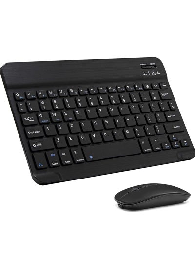 اشتري Ultra-Slim Bluetooth Keyboard and Mouse Combo Rechargeable Portable Wireless Keyboard Mouse Set for Apple iPad iPhone iOS 13 and Above Samsung Tablet Phone Smartphone Android Windows في الامارات