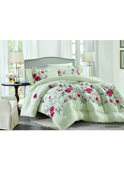 Buy Best Quality 6 Piece King Size Comforter Set Microfiber Off White in UAE