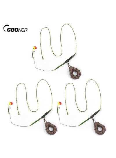 Buy 3 Pack Carp Fishing Inline Rig Set with Sinker Weight Tail Rubber Tubes Anti-Tangle Sleeves Quick Change Swivels in UAE