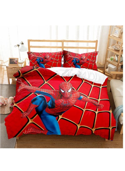 اشتري Spider-Man Movie Theme Bed Sheet Set 3D Printed Cartoon Bed Sheet Set with 1 Quilt Cover 1 and 2 Pillowcases for Child في السعودية