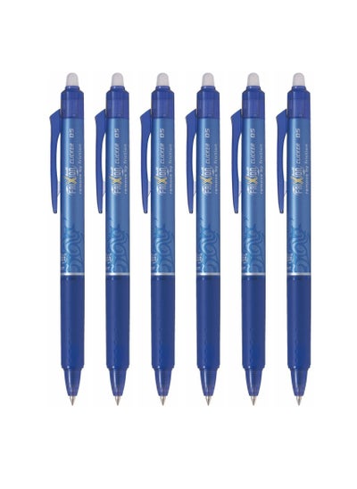 اشتري 6-Piece Frixion Clicker Erasable Ball Pen 0.5mm Tip Blue Ink في الامارات