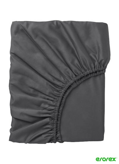 Buy Fitted sheet dark grey 90x200 cm in Saudi Arabia