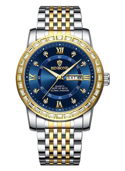 Buy Men's Water Resistant Diamond Studded Stainless Steel Quartz Analog Watch in Saudi Arabia