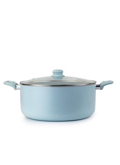 اشتري Oak Casserole with Lid and Marble Coating, Soft Touch Handle Stew Pot Suitable for Gas Electric Induction and Ceramic Stove Dutch Oven - 32cm – Blue في الامارات