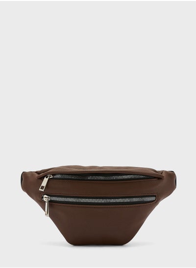 Buy Faux Leather Waistpack Dark in UAE