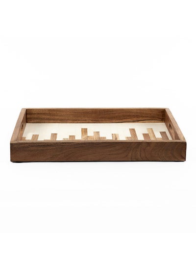 Buy Piano Rectangular Decorative Tray, Brown - 43x30 cm in UAE