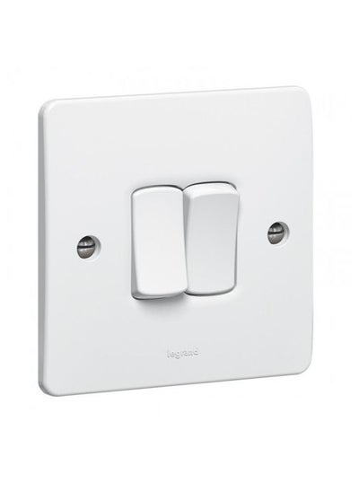 Buy 10A Switch 2Gang 1Way Synergy White in UAE