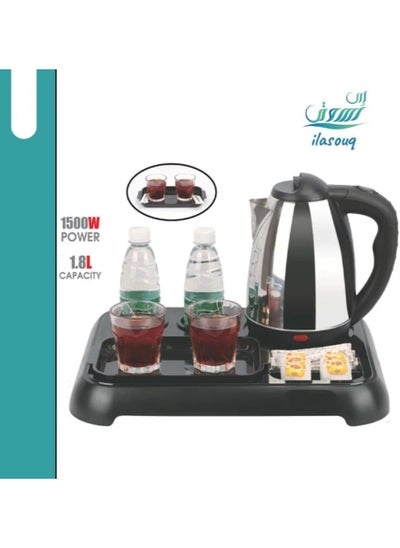 Buy Crown 1.8L Ceramic Hotel Kettle Set with 2 Cups in Saudi Arabia