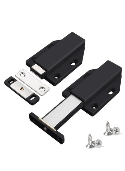 اشتري 2 Pack Black Cabinet Door Bouncer Magnetic Touch Lock Push to Open Cabinet Hardware Latch with 12 Screws في السعودية