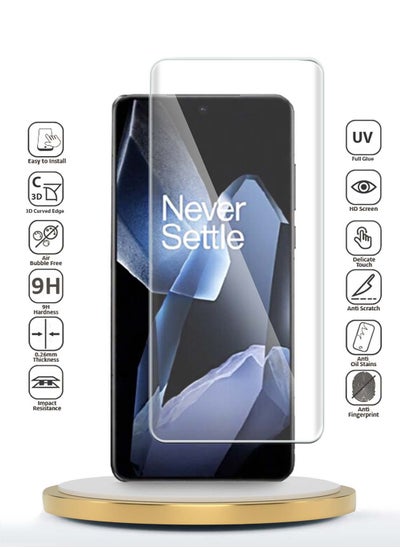 Buy OnePlus 13 5G 2024 Premium Curved Edges UV Full Glue Full Cover Tempered Glass Screen Protector - Clear in UAE