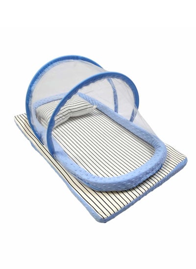 Buy Baby Net Bed with Thick Mattress Mosquito Net & Neck Pillow for New Born Babies 80x48cm in Saudi Arabia