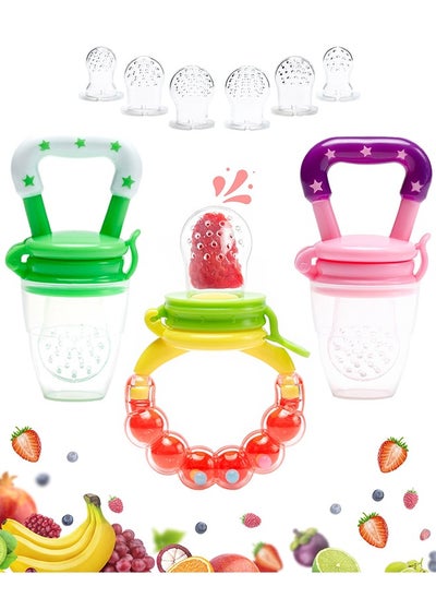 Buy Baby Food Feeder Pacifier - 3 Pack | Baby Fruit Food Feeder Pacifier | Fruit Teethers for Babies | Mesh Baby Feeder | Silicone Feeder Baby | Baby Feeder Pacifiers | Baby Teething Toys | Teether (Mix) in Saudi Arabia