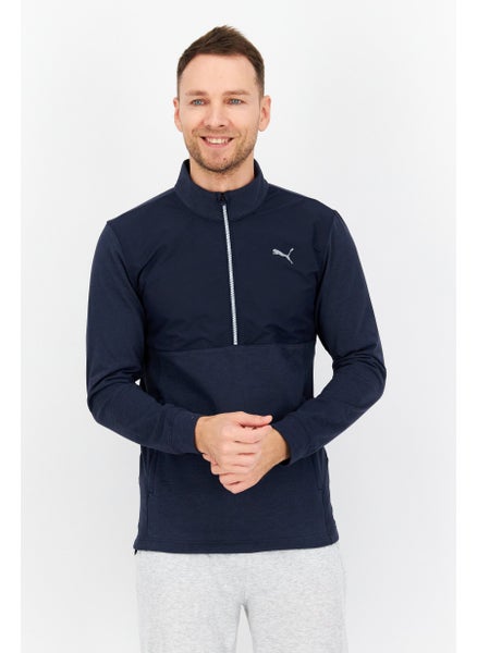 Buy Men Sportswear Fit Brand Logo Training Sweatshirts, Navy in UAE