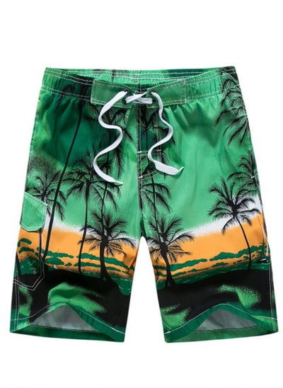 اشتري Men's Printed Beach Casual Shorts Swimwear Summer Green في السعودية