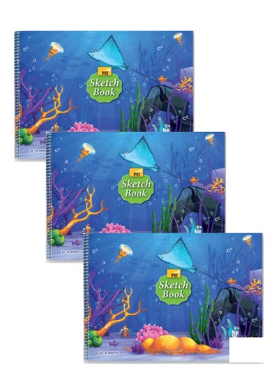 اشتري 3-Piece A4 Size Sketch Book With Spiral Binding في الامارات