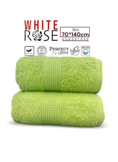 Buy 2 Pcs Towels Set – 100% Cotton, 450 GSM Quick Dry, Highly Absorbent Bath Sheets (70x140cm) in Saudi Arabia