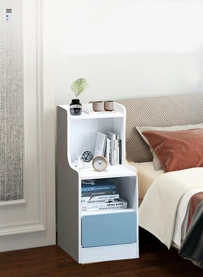 Buy Bedside Cabinet Simple Modern Storage Table White/Blue 20 x 34 x 70 cm in UAE
