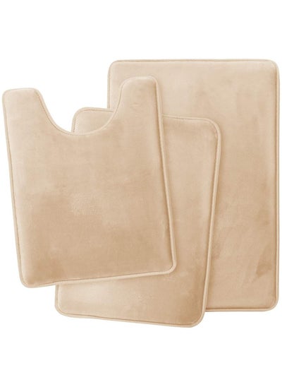 Buy 3-Piece Super Soft Anti-Slip Absorbent Bathroom Mat Set in UAE