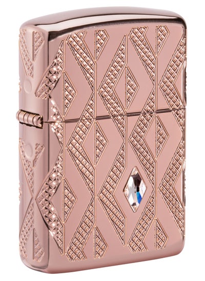 Buy Zippo 49702 49504 Geometric Diamond Pattern Design Armor Rose Gold Windproof Lighter in UAE