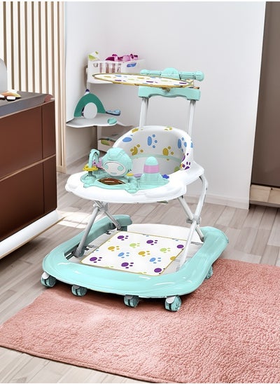 Buy Foldable Baby Walker Foldable 5-Gear Height Adjustable Baby Walker with Wheels Infant Toddler Walker with Foot Pads in Saudi Arabia