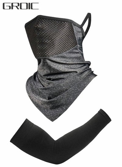Men Adjustable Drawstring Neck Gaiter Face Mask Bandana Scarf Fishing Sun  Shield
