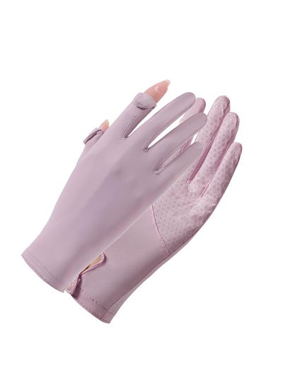 Buy Women's Cool Outdoor Sunscreen Breathable Non-slip Sports Cycling Ice Silk Gloves in UAE