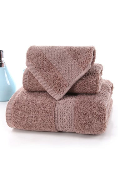 Buy 3 Piece Premium Cotton Towel Set 1 Face Washcloth, 1 Hand Towel, 1 Bath Towel, Quick Dry, Breathable & Highly Absorbent Towels, Ultra Soft Towels Ideal for Daily Use Light Brown in UAE