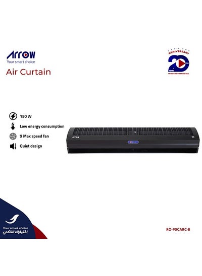 اشتري Air Curtain 90cm with Remote Control, 150W | Low Energy Consumption  | 13 Fan Speed  | Quit Design | Strong Air Flow | Black Color | Model Name: RO-90CARC-B في السعودية