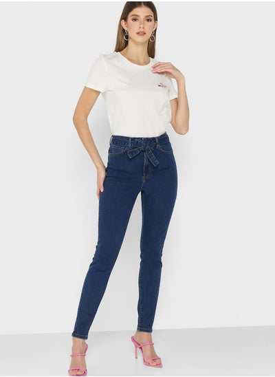 Buy Tie Waist Denim Jeans in UAE