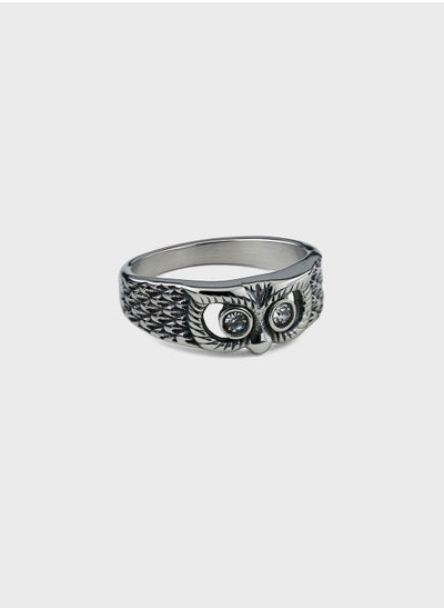 Buy Owl Motif Stainless Steel Ring in Saudi Arabia