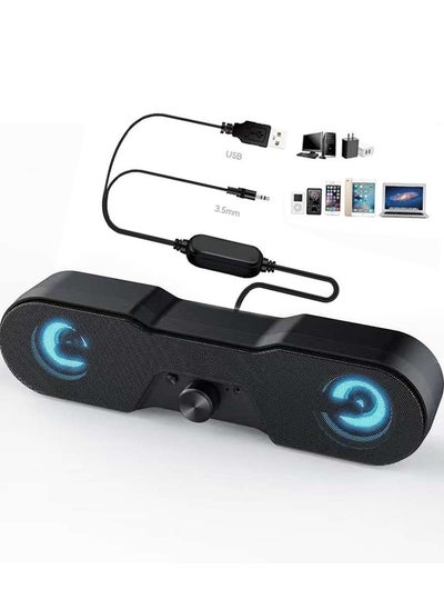 اشتري T82 Luminous Computer Speaker 2.0 Bar - 3.5mm Jack + USB Powered For Laptop, Desktop في مصر