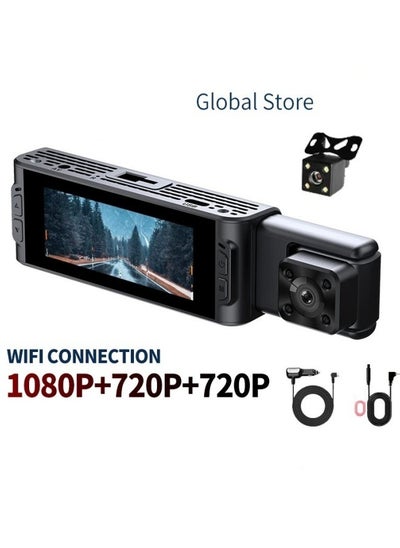 Buy S18 Dash cam 1080P HD DVR Car Camera Hidden Wifi Auto Drive Vehicle Video Recorder in UAE