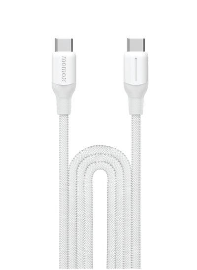 اشتري Momax Flow 100W USB-C to USB-C 2m Braided Cable, Fast Charging, and Data Transfer, White في السعودية