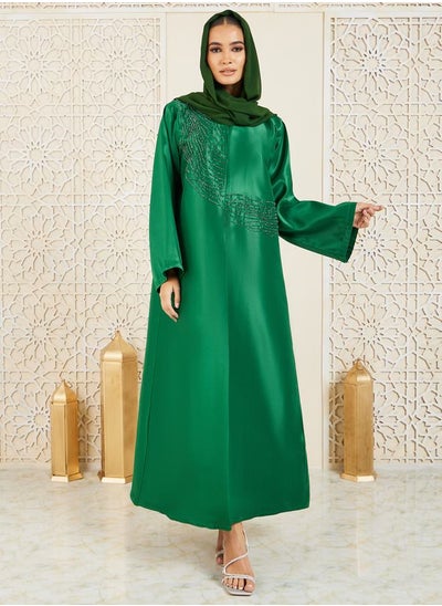 Buy Bead Embellished Satin Abaya in Saudi Arabia