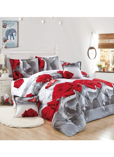 Buy 4 Pieces Single Size 160x210Cm Comforter Set Medium Filling Bedding Set for All Season Includes 1Comforter 1Bedsheet 1Pillow Shams and 1Cushion cases in Saudi Arabia